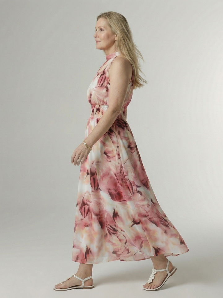 SYLIN | GATHERED HALTER MIDI DRESS FOR WOMEN