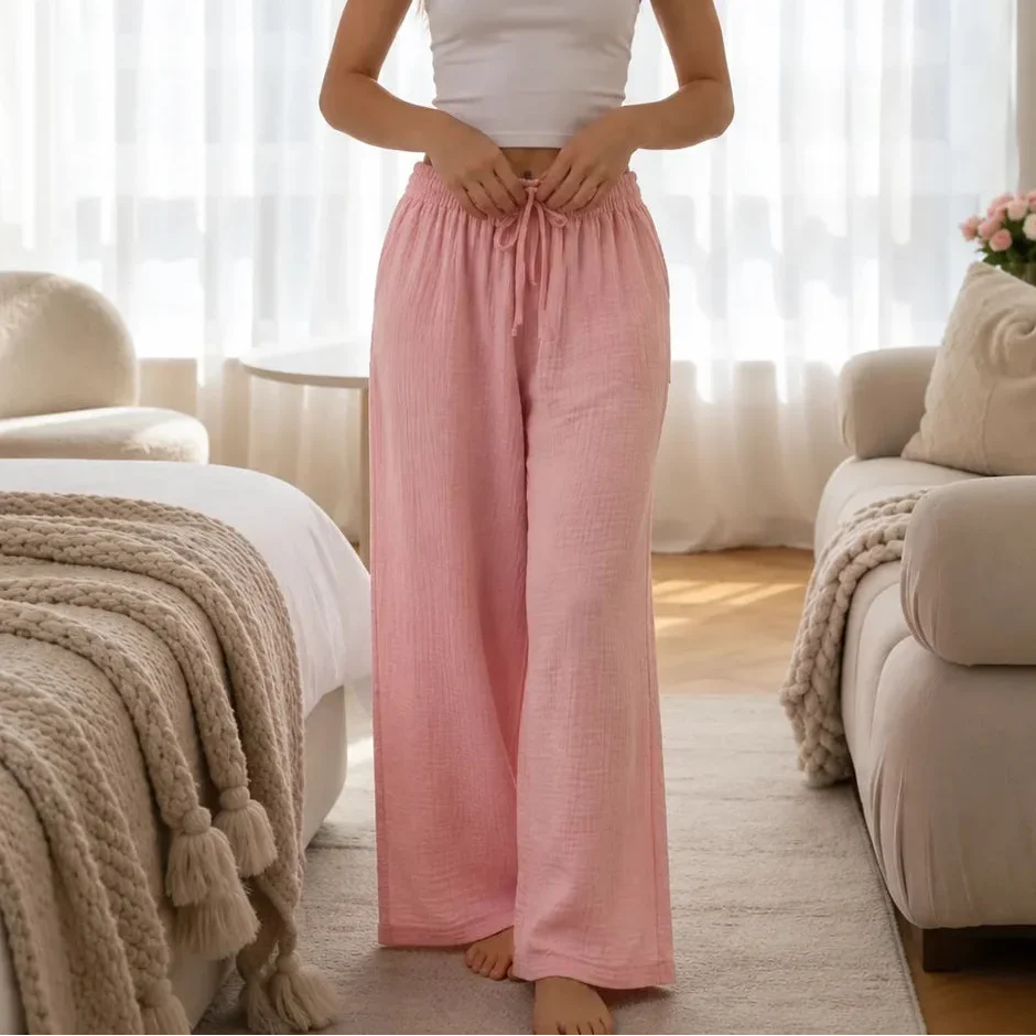 LORAVIE | CRINKLE WIDE LEG PANTS FOR WOMEN