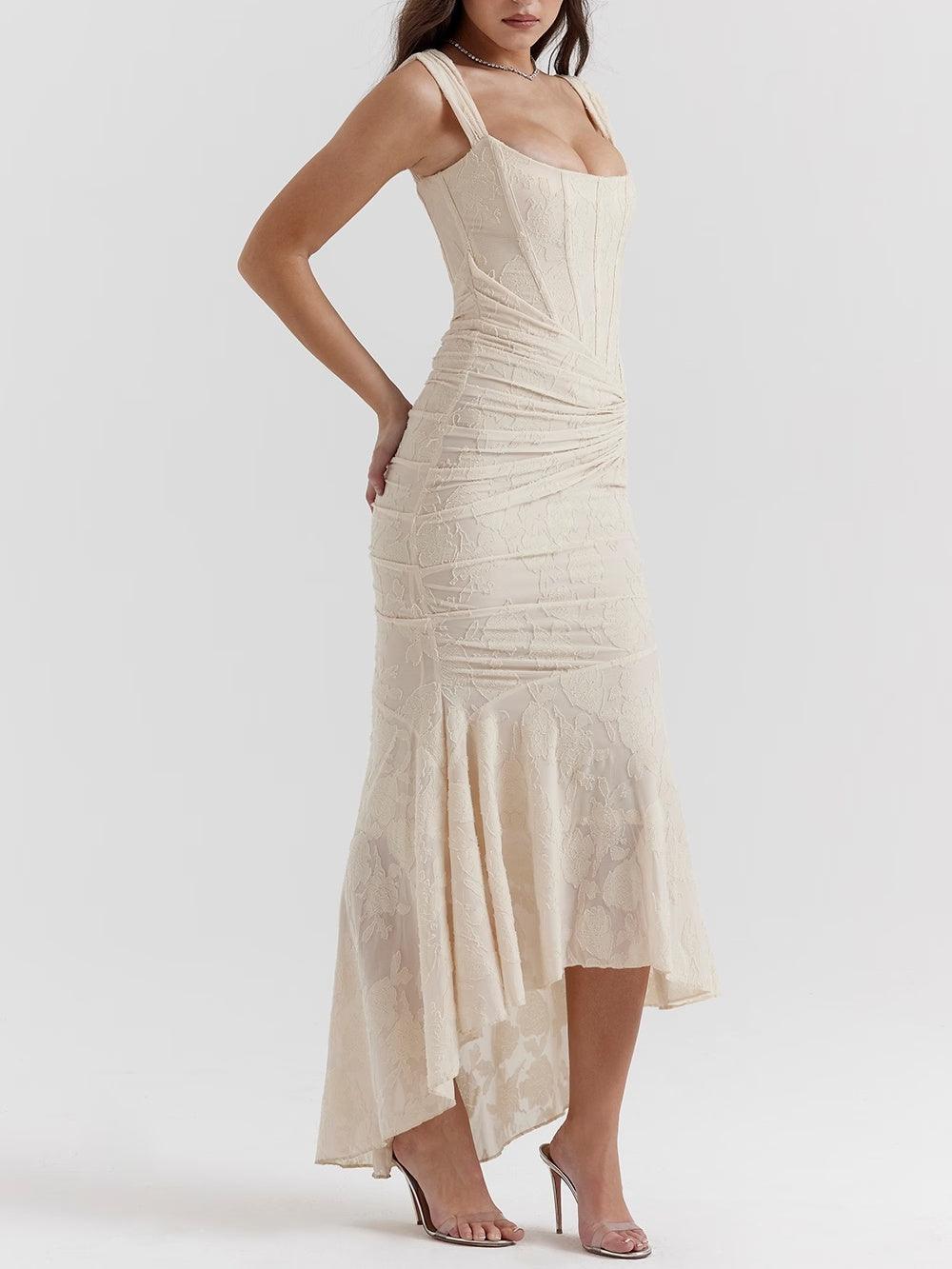LINNEA | LACE FISHTAIL MIDI DRESS FOR WOMEN
