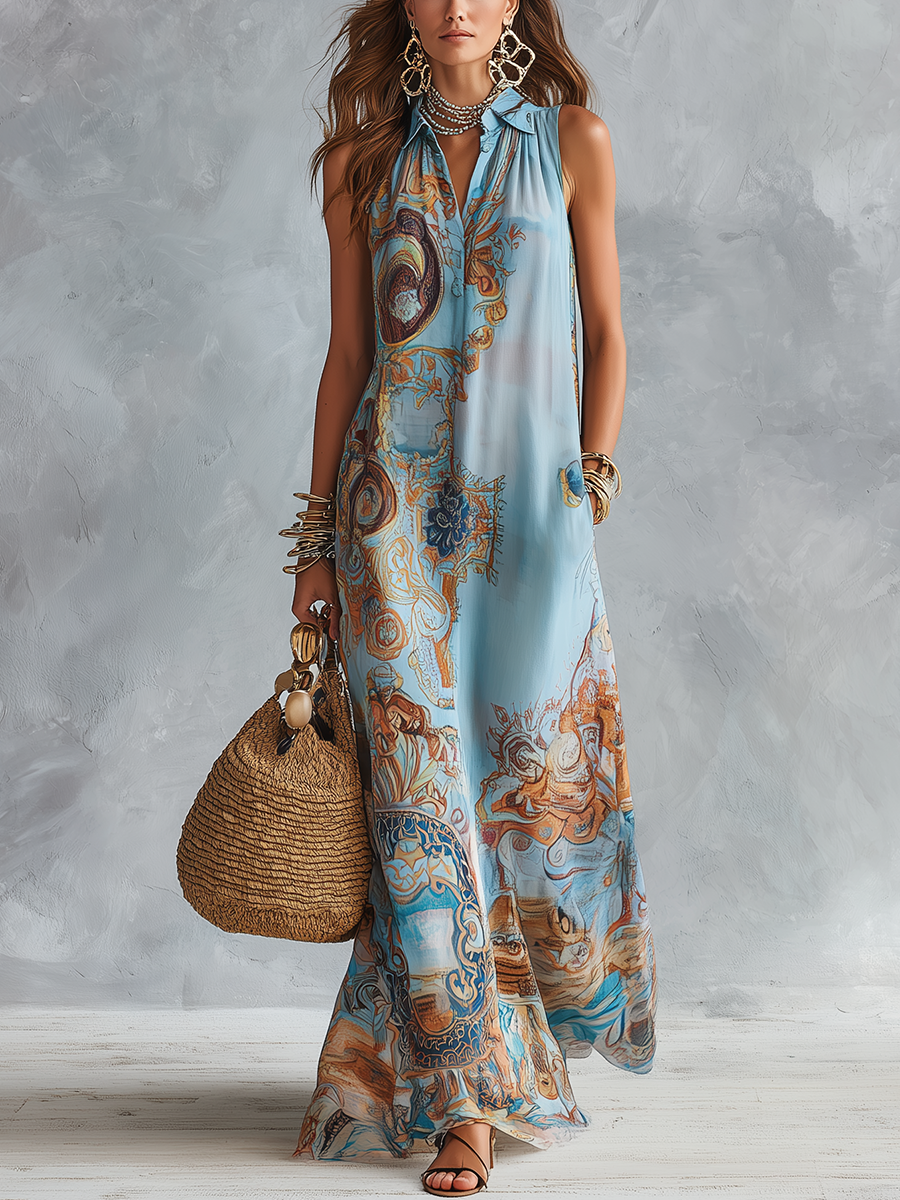 AZZURRA | MEDITERRANEAN RESORT MAXI DRESS FOR WOMEN