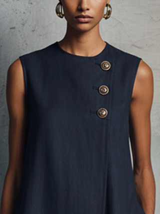 AUBREY | ASYMMETRIC BUTTON MINI DRESS FOR WOMEN