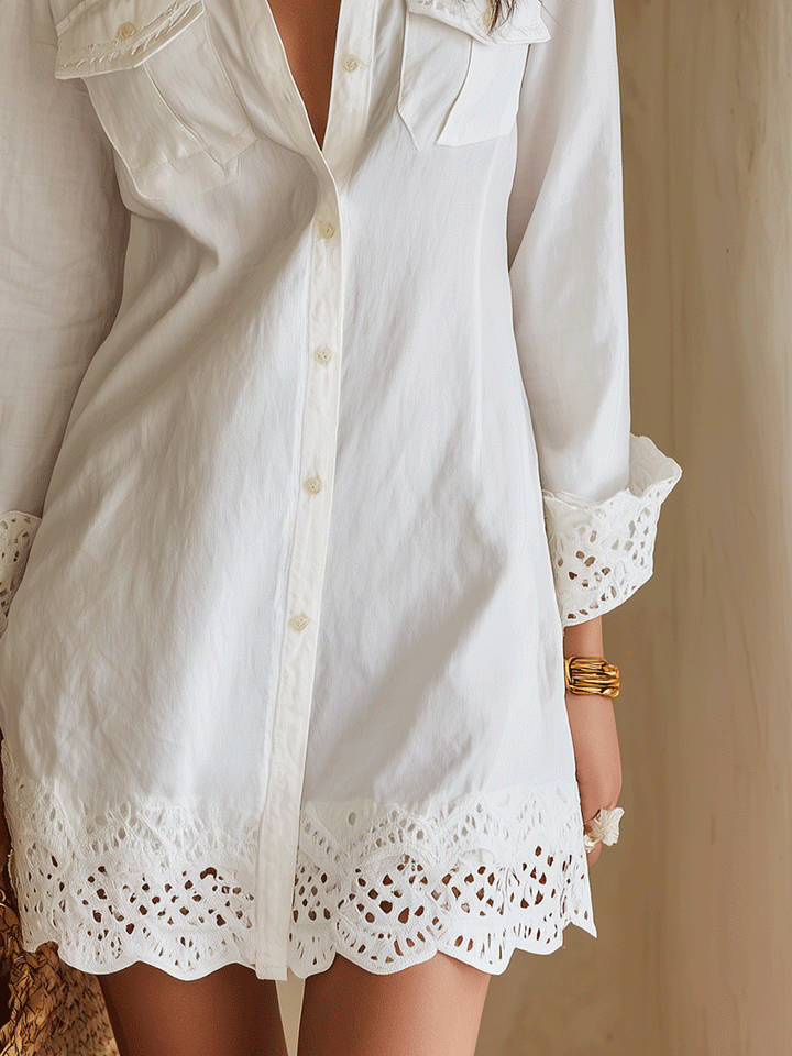 BOHEMIAN | EYELET HEM RESORT DRESS FOR WOMEN