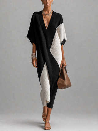 RENATA | EBONY IVORY MIDI DRESS FOR WOMEN