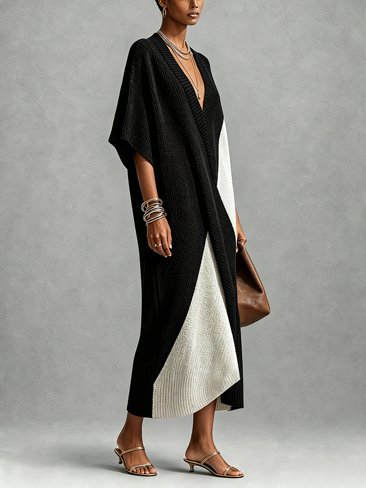 RENATA | EBONY IVORY MIDI DRESS FOR WOMEN