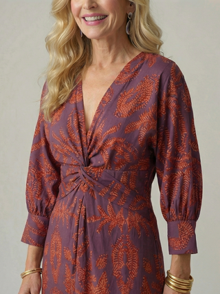 LUNE | NATURAL WRAP MIDI DRESS FOR WOMEN