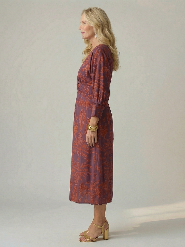 LUNE | NATURAL WRAP MIDI DRESS FOR WOMEN