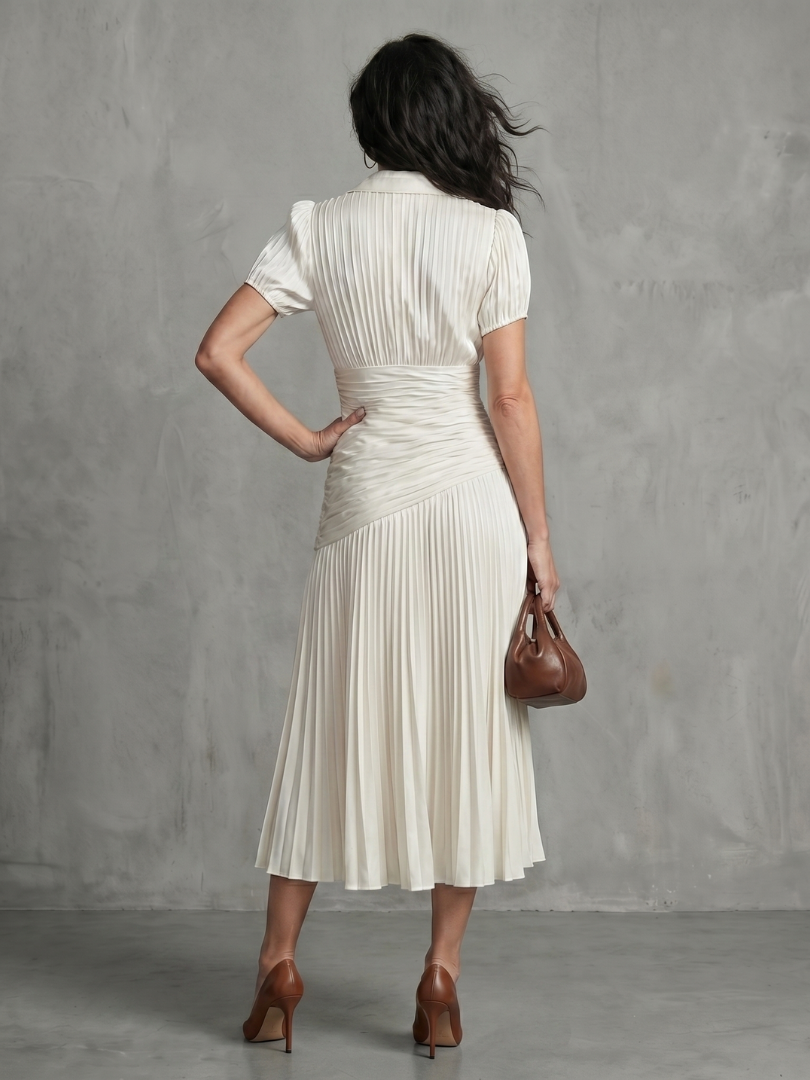 THEODORA | PLEATED WAISTLINE MIDI DRESS FOR WOMEN