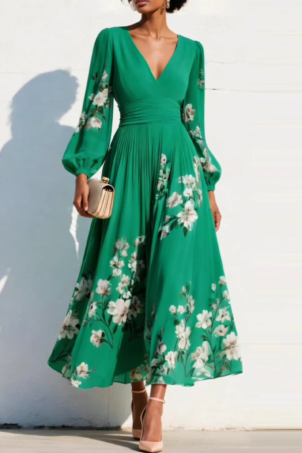 ELODIE | FLORAL V-NECK MAXI DRESS FOR WOMEN