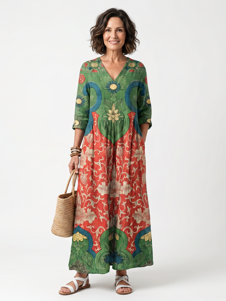 SLOANE | MIXED NECK MIDI DRESS FOR WOMEN
