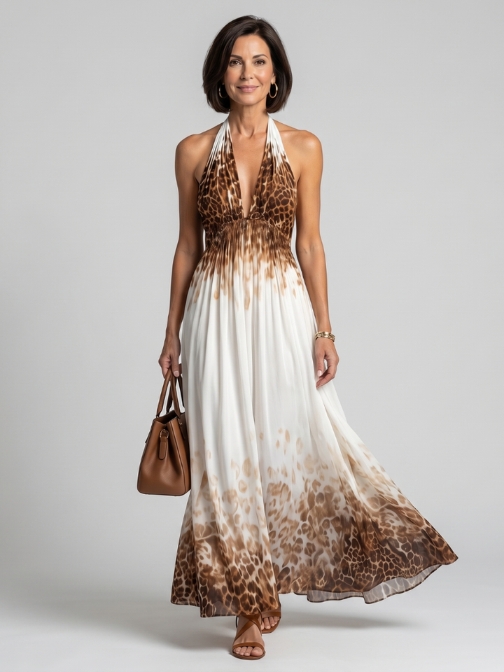 ORLUNE | PLEATED WHITE MIDI DRESS FOR WOMEN