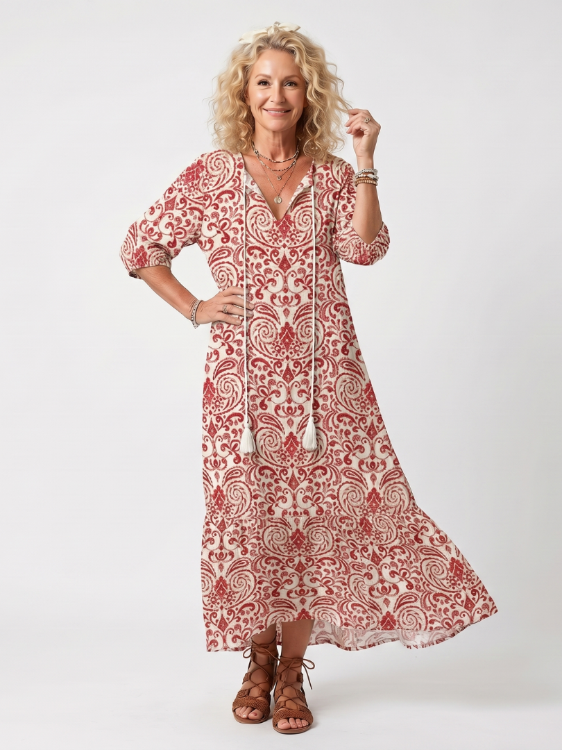 NOELLE | ORNATE PRINT MIDI DRESS FOR WOMEN