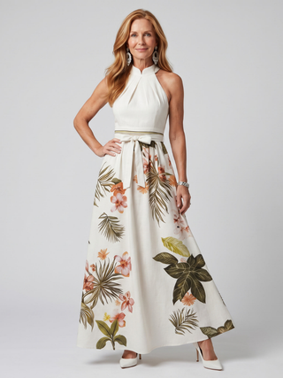 MEADOW | DRAPED HALTER MAXI DRESS FOR WOMEN