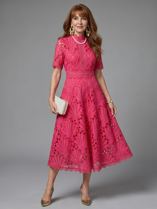 JUNO | SHORT SLEEVE MIDI DRESS FOR WOMEN