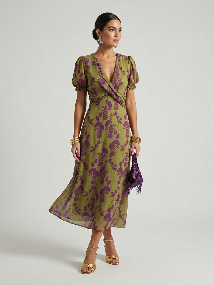 JADWIGA | RELAXED FLORAL MIDI DRESS FOR WOMEN