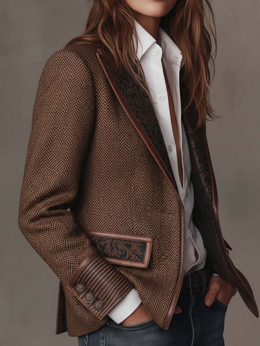 ROSALIND | CHEVRON PRINT PANEL BLAZER FOR WOMEN