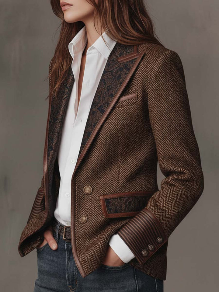 ROSALIND | CHEVRON PRINT PANEL BLAZER FOR WOMEN