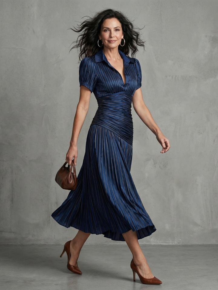THEODORA | PLEATED WAISTLINE MIDI DRESS FOR WOMEN