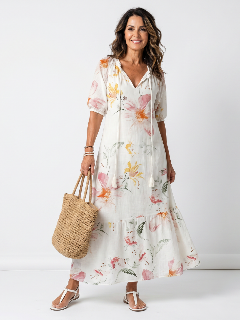 NOA | FLORAL TIERED MIDI DRESS FOR WOMEN