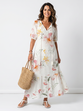 NOA | FLORAL TIERED MIDI DRESS FOR WOMEN