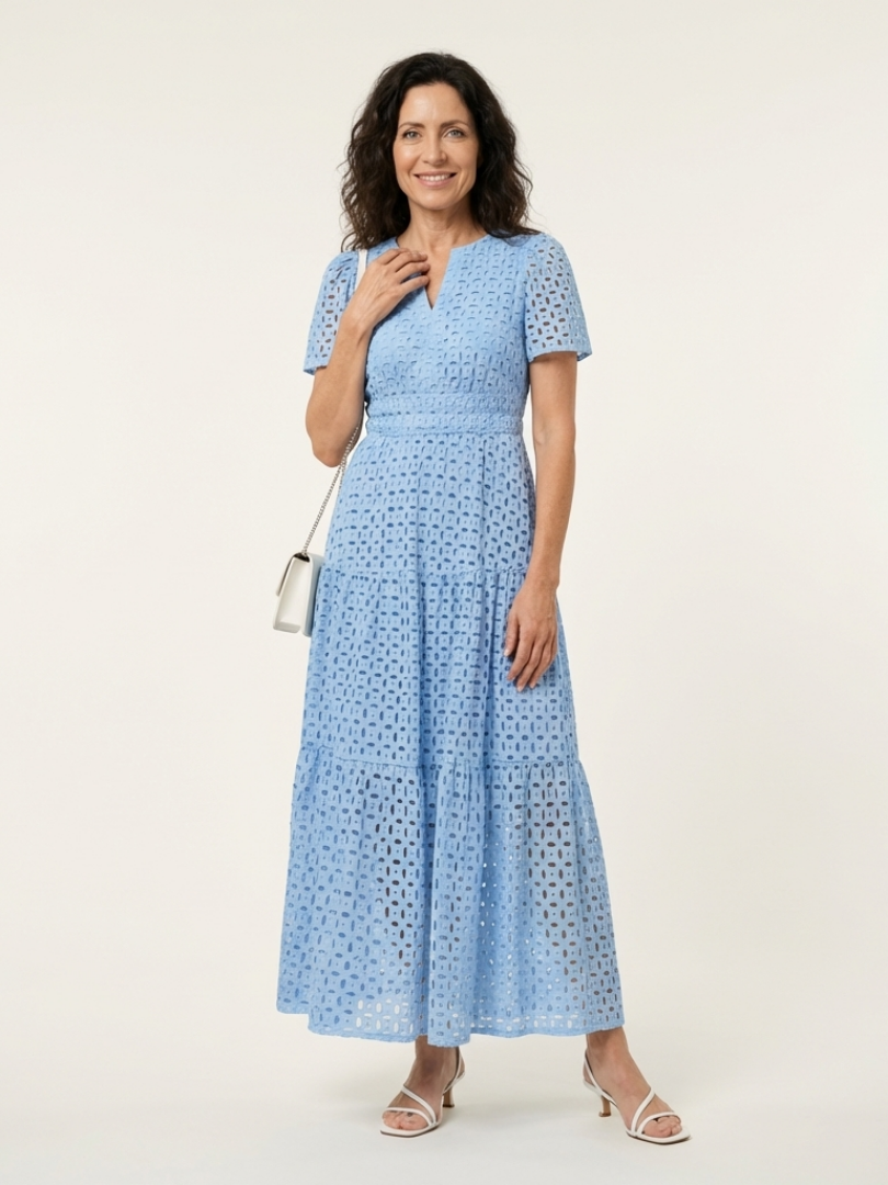 BRIELLE | NECK SLEEVE TIERED DRESS FOR WOMEN