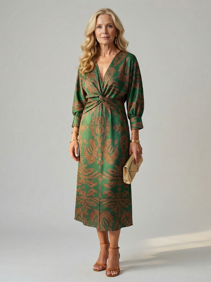 LUNE | NATURAL WRAP MIDI DRESS FOR WOMEN