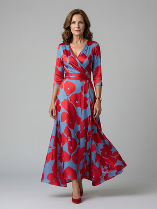ILONA | FLORAL WRAP MAXI DRESS FOR WOMEN