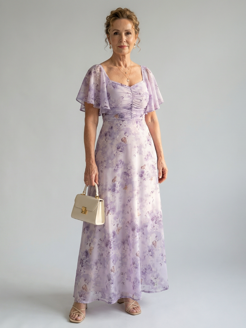 VAELIS | FLUTTER SLEEVE MIDI DRESS FOR WOMEN