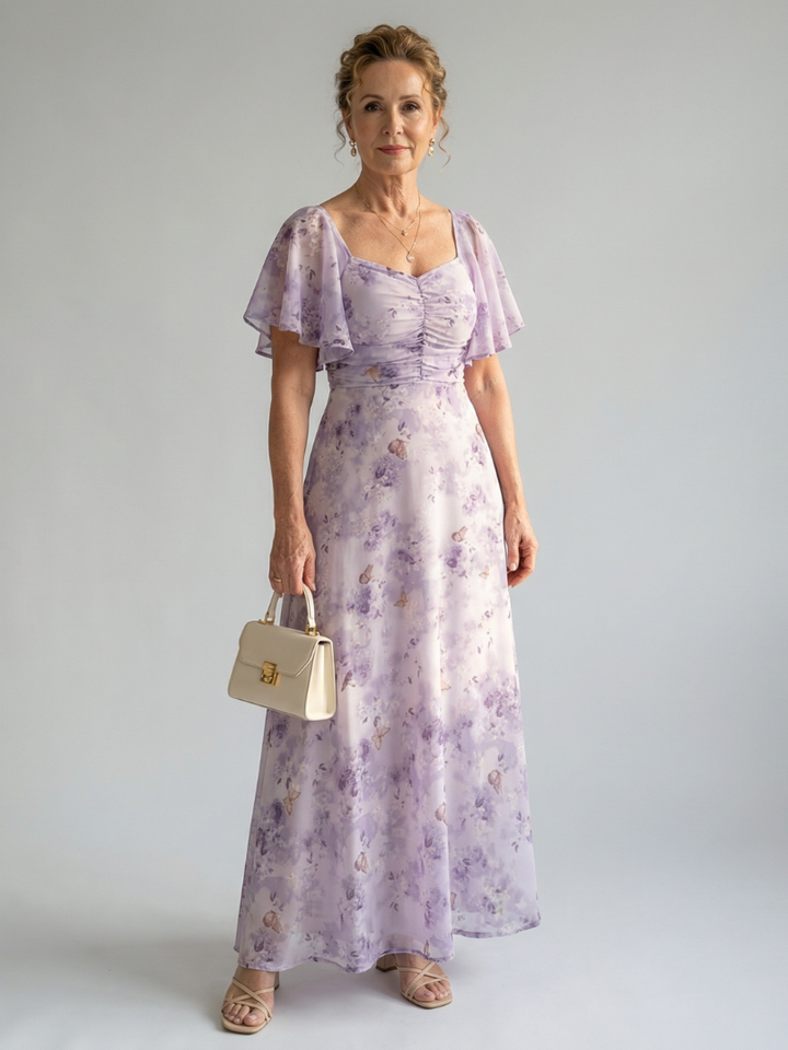 VAELIS | FLUTTER SLEEVE MIDI DRESS FOR WOMEN