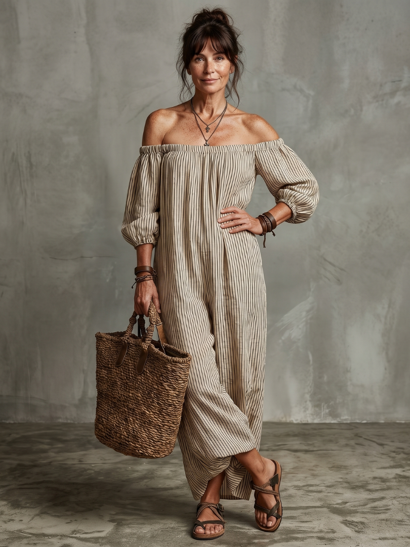 EUPHEMIA | STRIPED PATTERN MAXI DRESS FOR WOMEN