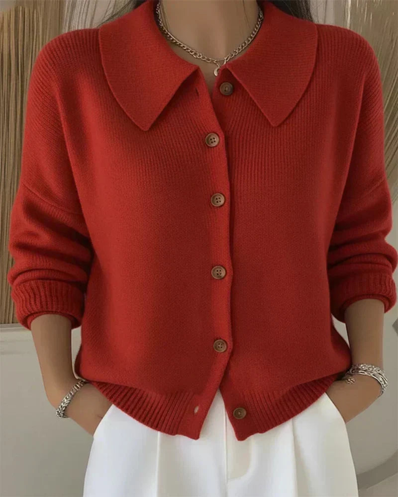 LUCIENNE | BUTTON COLLAR CARDIGAN FOR WOMEN