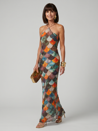 LARKIN | FITTED MULTICOLOR MAXI DRESS FOR WOMEN
