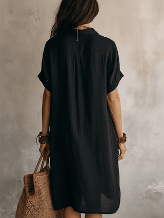 DOROTHEA | BUTTON-DOWN LINEN MIDI DRESS FOR WOMEN