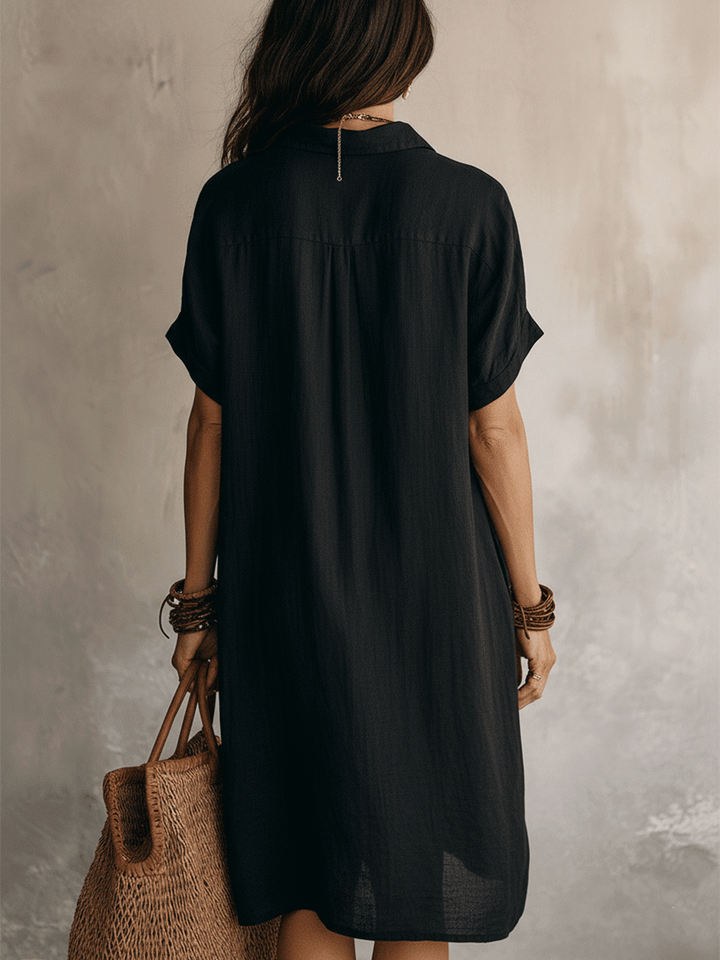 DOROTHEA | BUTTON-DOWN LINEN MIDI DRESS FOR WOMEN