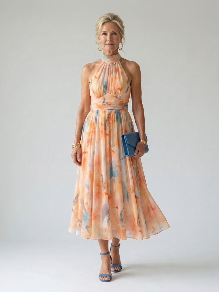 BLANKA | SOFT HALTER MIDI DRESS FOR WOMEN