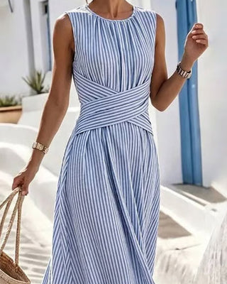 ELODIE | STRIPED TWIST-WAIST MAXI DRESS FOR WOMEN