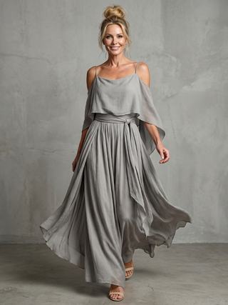 MARISOL | LAYERED DRAPE COLD TOP FOR WOMEN