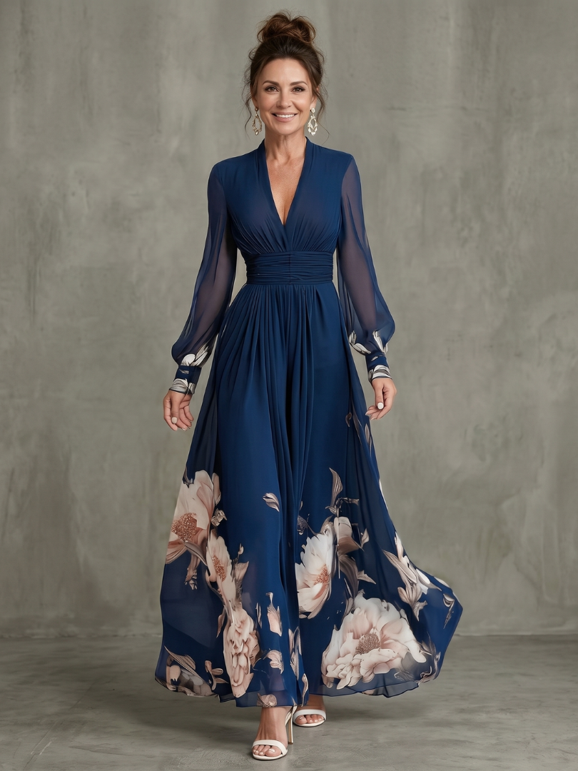 ZIVA | PLEATED SHEER MAXI DRESS FOR WOMEN