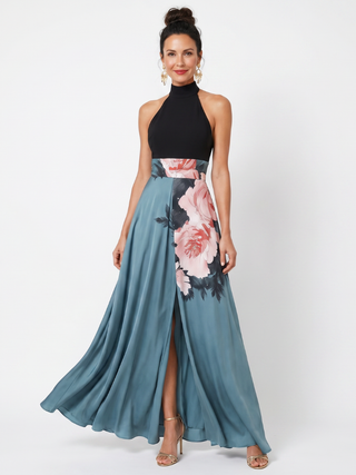 OLYMPAS | HALTER BODICE MAXI DRESS FOR WOMEN