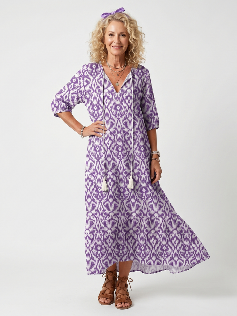 PENELOPE | PRINTED TASSEL MIDI DRESS FOR WOMEN