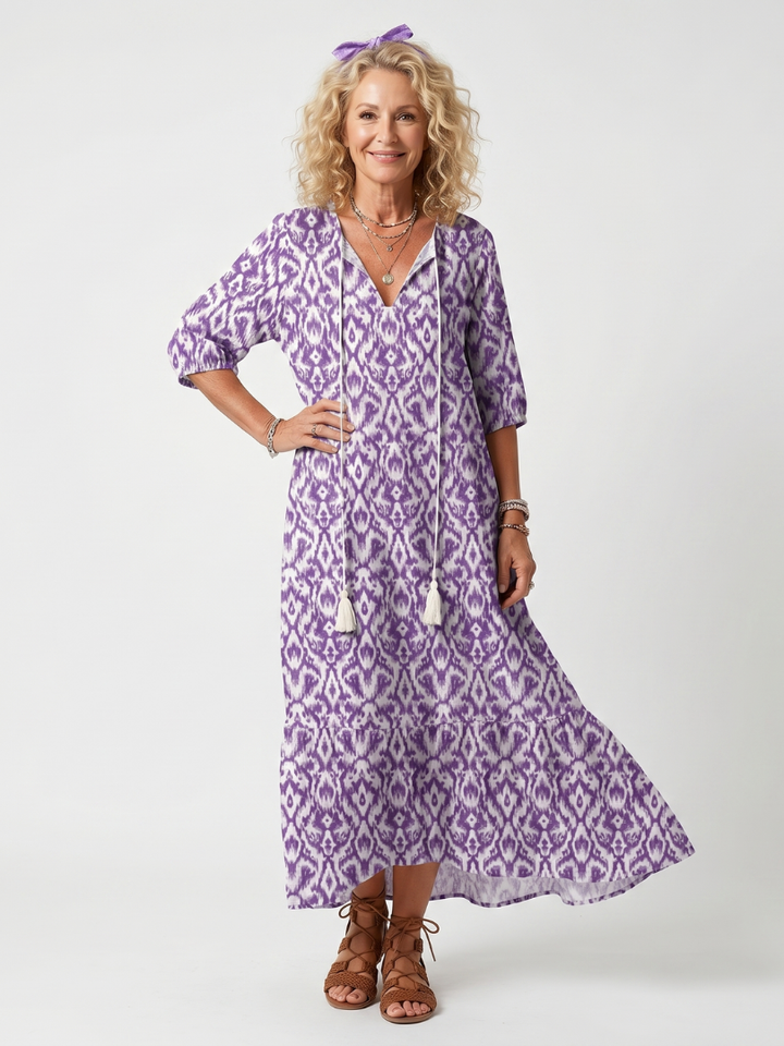 PENELOPE | PRINTED TASSEL MIDI DRESS FOR WOMEN