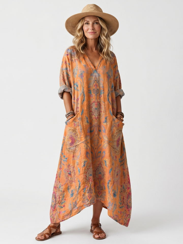 REMI | NOTCH NECK MIDI DRESS FOR WOMEN