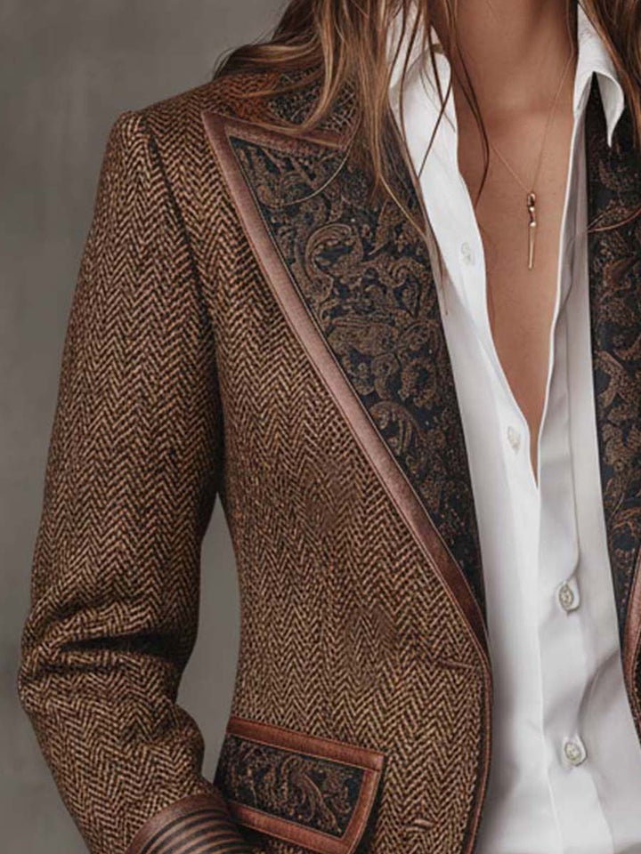 ROSALIND | CHEVRON PRINT PANEL BLAZER FOR WOMEN