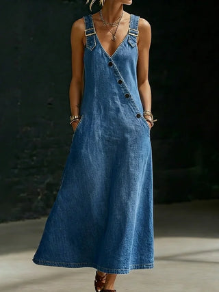 VERA | LONG DENIM BUTTON-DOWN DRESS FOR WOMEN