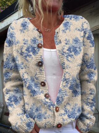 FLORENCE | VINTAGE PRINT CARDIGAN SWEATER FOR WOMEN