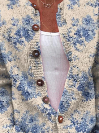 FLORENCE | VINTAGE PRINT CARDIGAN SWEATER FOR WOMEN