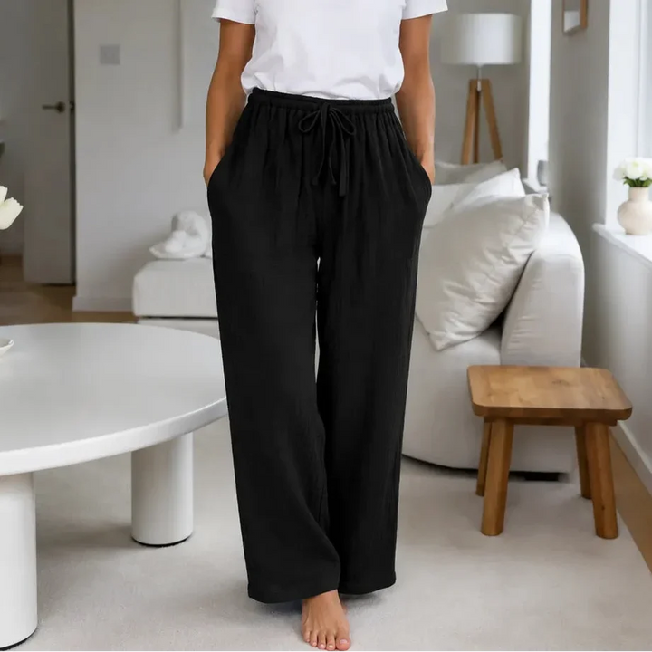 LORAVIE | CRINKLE WIDE LEG PANTS FOR WOMEN