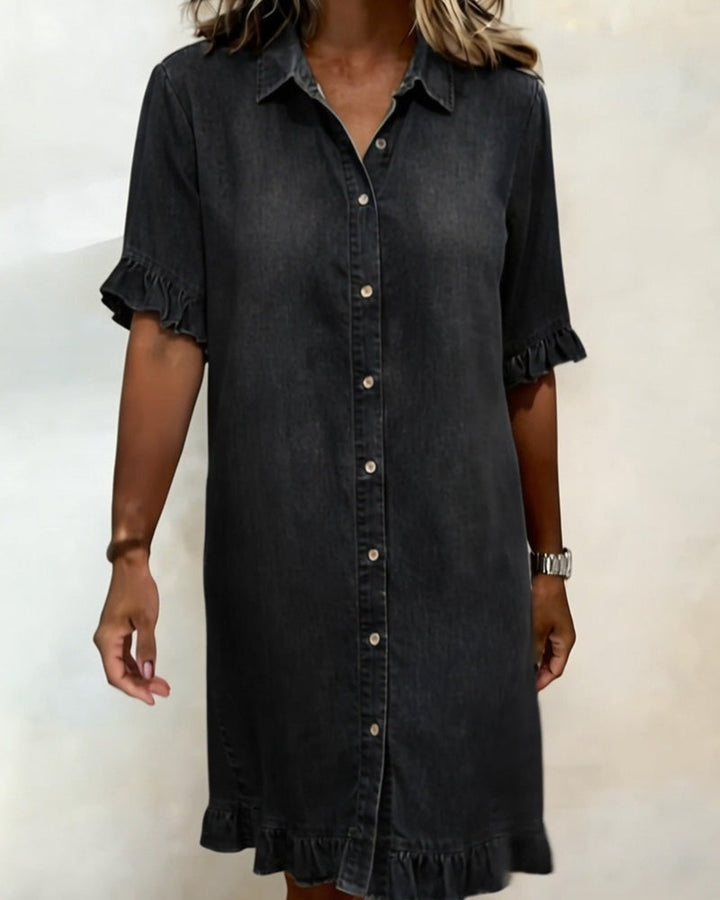 NANNA | RUFFLE SLEEVE DENIM DRESS FOR WOMEN