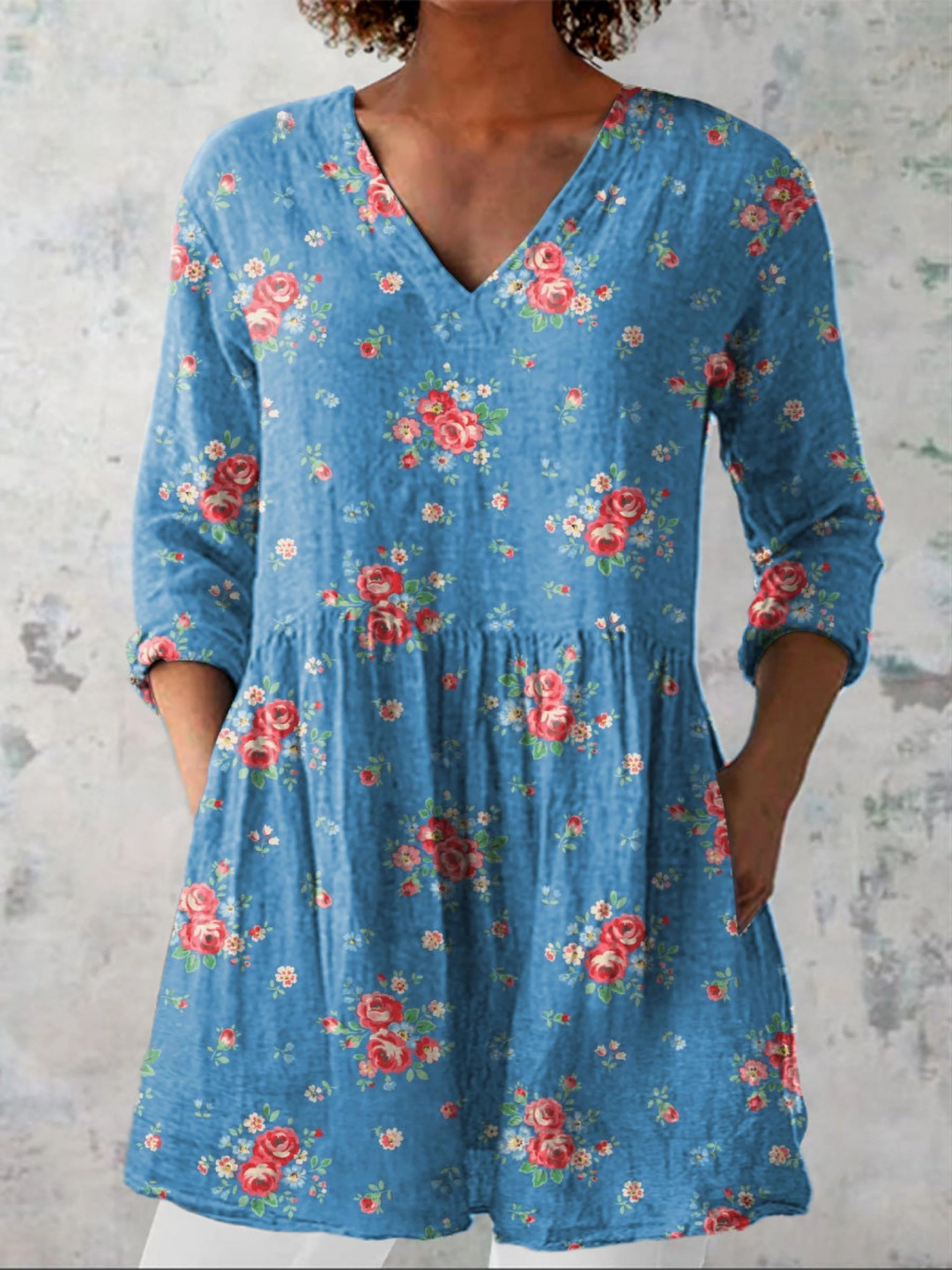 MELANIE | LONG V-NECK BLOUSE FOR WOMEN