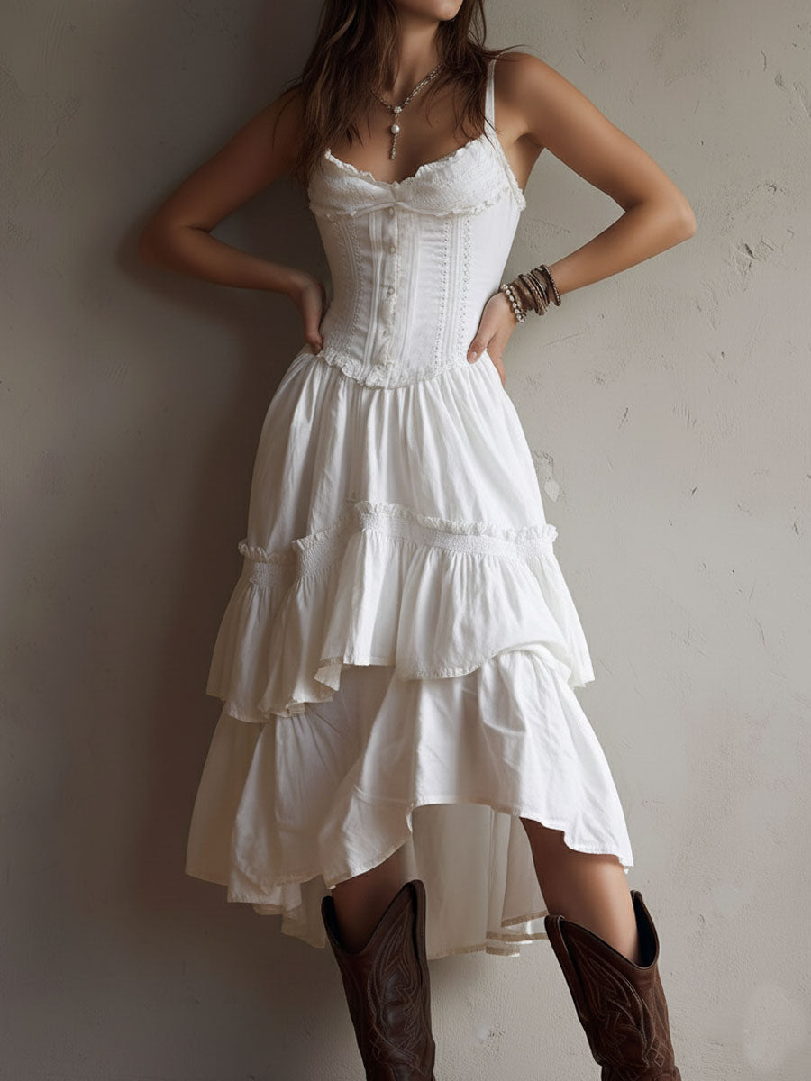 RETRO | BOHO TIERED MIDI DRESS FOR WOMEN