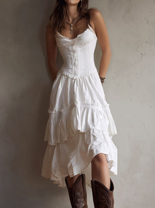 RETRO | BOHO TIERED MIDI DRESS FOR WOMEN